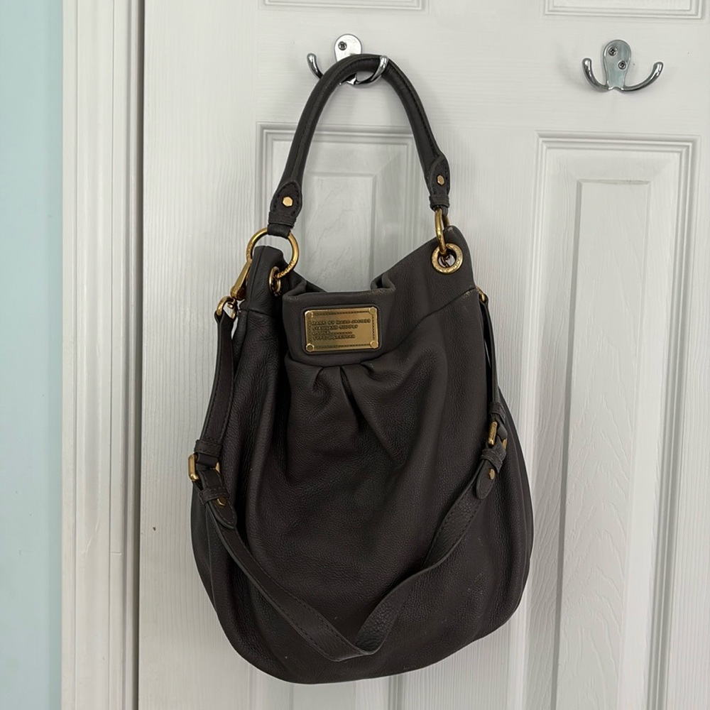 Marc by Marc Jacobs dark gray leather classic Q Hillier hobo bag